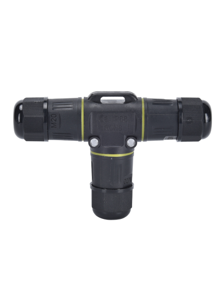 Snelkoppeling 3-weg T-koppeling, 3 polig, voor kabel 0,5~2,5mm2, kabeldiameter Ø5~12mm, IP68, 380V 16A - Alcapower 930491