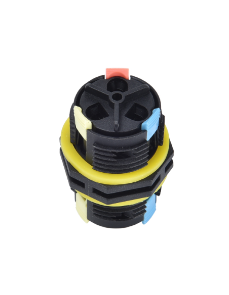 2-way quick-connect cable connector, 3-pole, for cable 0.5~2.5mm2, cable diameter Ø5~12mm, IP68, 400V 25A - Alcapower 930490