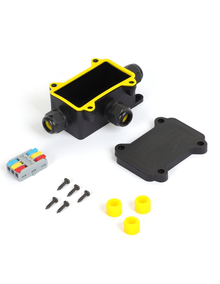 Box di giunzione a 3 vie a connessione rapida, 3 poli, per cavo  0.5~4mm2, diametro Ø5~10mm, IP68, 450V 24A - Alcapower 930493