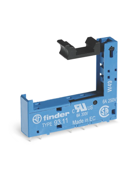 Relay socket, printed circuit board mount, with metal retaining jumper, suitable for relay series 34.51, 34.81 - Finder 93.11
