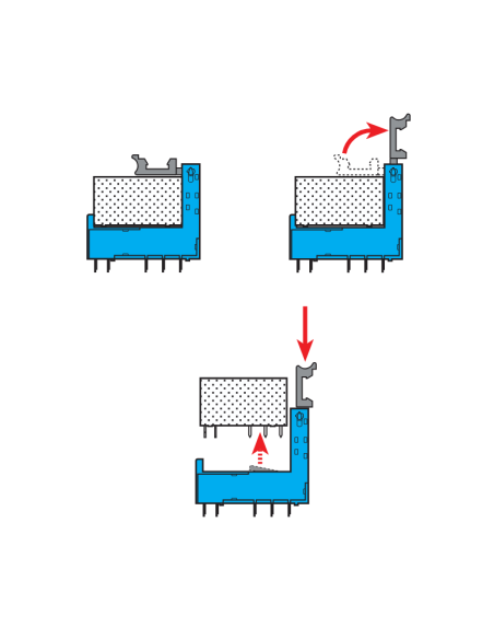 Relay socket, printed circuit board mount, with metal retaining jumper, suitable for relay series 34.51, 34.81 - Finder 93.11