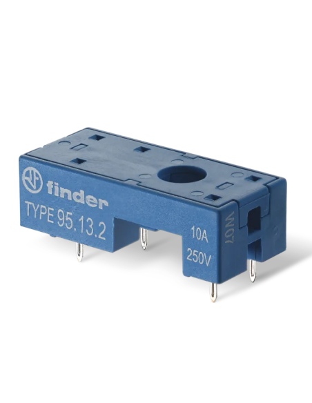 Socket type 95.13, for 1-way relays, for PCB, with metal retaining jumper, suitable for relay series 40.31 - Finder 95.13.2.