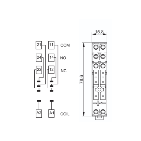 Socket 95.03, for 2-pole relays, DIN...
