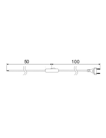 Lamp switch, 100cm power cord with 10A plug, 50cm switch-cable, black, H03VVH2-F 2x0.75, 250V 2.5A - Velamp LH100B