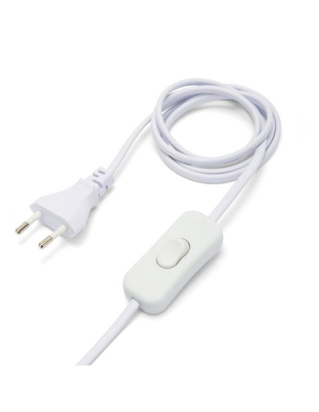 Interrupteur de lampe, câble avec fiche 10A 120cm, câble interrupteur 80cm, blanc, H03VVH2-F 2x0.75, 250V 2.5A - Velamp LH102W