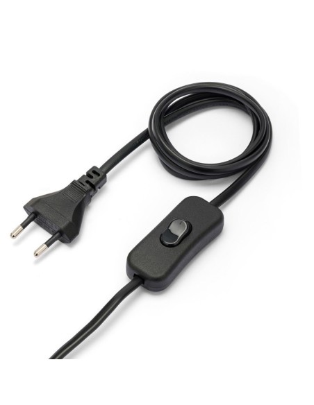 Interrupteur de lampe, câble 120cm avec prise 10A, câble d'interrupteur 80cm, noir, H03VVH2F 2x0.75, 250V 2.5A - Velamp LH102B