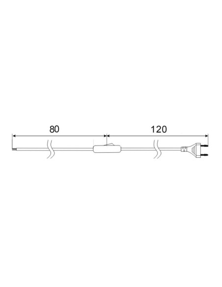 Interruttore per lampade, cavo con spina 10A 120cm, cavo con capicorda 80cm, nero, H03VVH2-F 2x0,75, 250V 2,5A - Velamp LH102B
