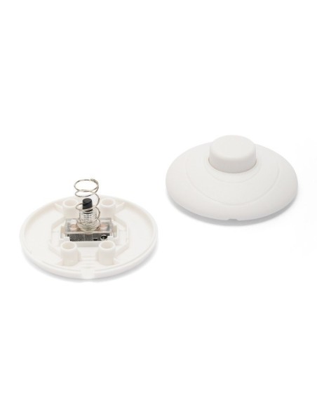 Interruttore a pedale per lampade, bianco, portata 250V 2A, Ø68x30mm, per cavi a 2/3 conduttori - Velamp LH122W