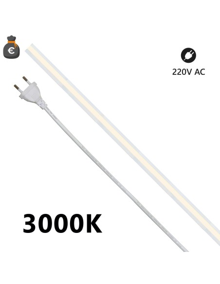 LED COB milky strip 20 m, 3000K warm white, 220V, 1080lm/m - AlcaPower COB-MILKY-20M-3000K