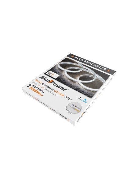 LED-strip HEM IP65 milky 5 m, 6500K koel wit, 230V, 15W/m, 1500lm/m - AlcaPower HEM-IP65-5M-6500K