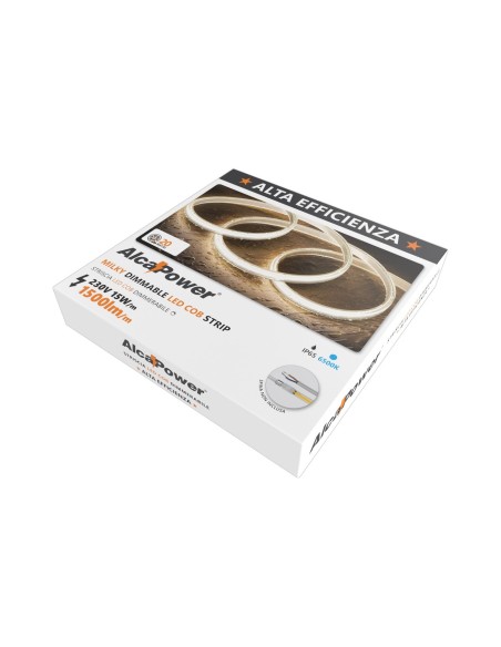 LED-strip HEM IP65 milky 20 m, 6500K koel wit, 230V, 15W/m, 1500lm/m - AlcaPower HEM-IP65-20M-6500K