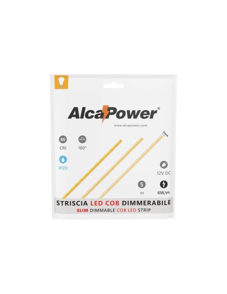 Tira LED COB delgada, 5 metros, 5 mm de ancho, IP20, 12V, 6 W/m, 600 lm/m