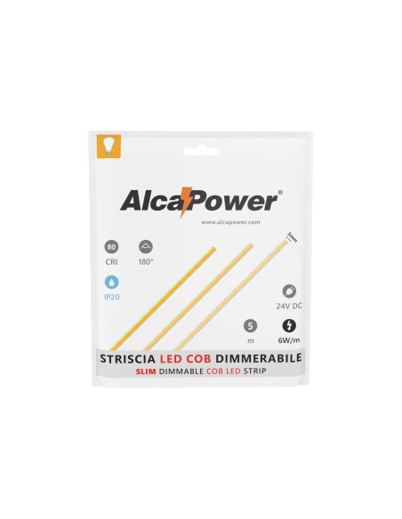 Tira LED COB delgada, 5 metros, 5 mm de ancho, IP20, 24 V, 6 W/m, 560 lm/m