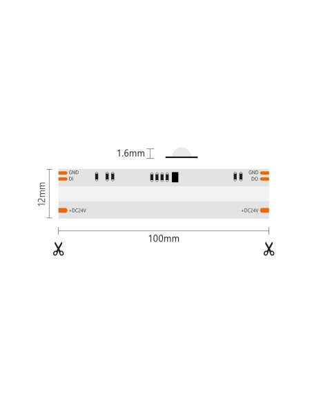 COB Dynamic RGBIC LED strip, with dynamic multicolour effects, 5 metres, IP20, 24V, 14 W/m - AlcaPower LSC24V-DIGITAL
