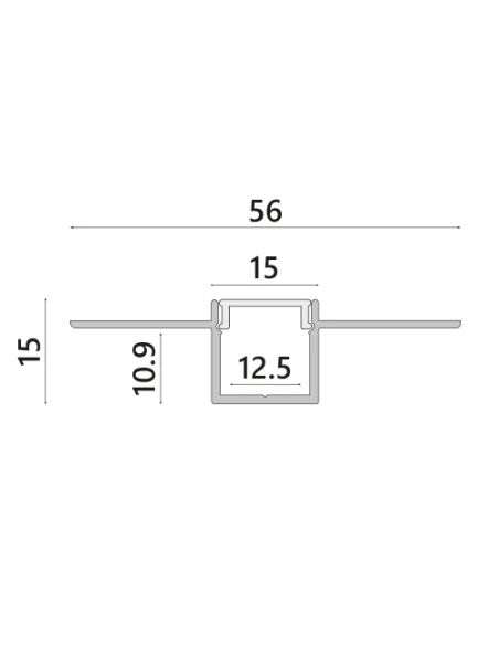 Drywall aluminum profile with opaque cover, 2 meters length, 20 W/m dissipation - AlcaPower ALU-PR04