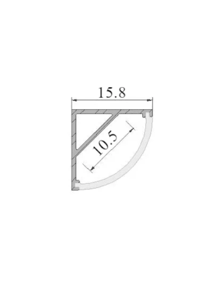 Hoekig aluminium profiel met opake afdekking, lengte 2 meter, dissipatie 20 W/m - AlcaPower ALU-PR02