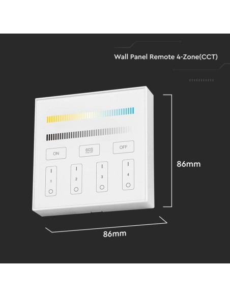 WiFi wall controller for LED strips, 4 zones - V-TAC VT-2439 2916