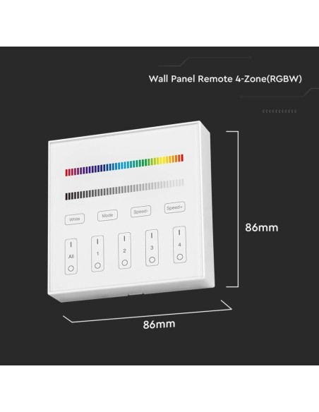 WiFi wall controller for LED strips, RGB + white, 4 zones - V-TAC VT-2437 2917