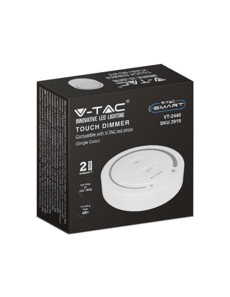 Bouton tactile pour barrettes de LED, avec luminosité réglable, blanc - V-TAC VT-2440-W 2919