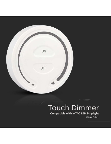 Pulsante touch per strip led, con luminosità regolabile, bianco - V-TAC VT-2440-W 2919