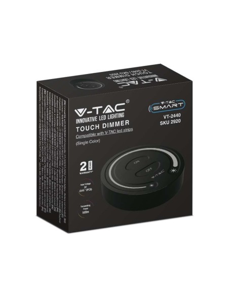 Touch button for LED strips, with adjustable brightness, black - V-TAC VT-2440-B 2920
