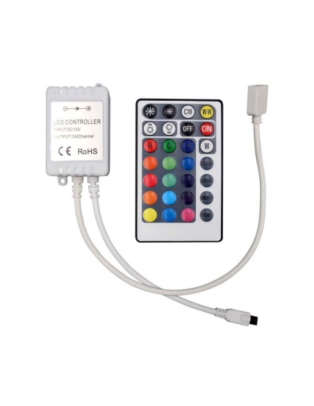 Télécommande et contrôleur infrarouge pour bandes LED, 3-en-1 + RGB, 28 touches - V-TAC VT-2428 2899