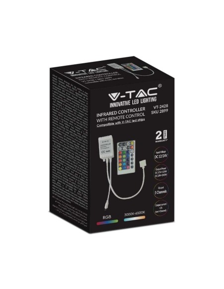Infrarood afstandsbediening en controller voor LED-strips, 3-in-1 + RGB, 28 toetsen - V-TAC VT-2428 2899