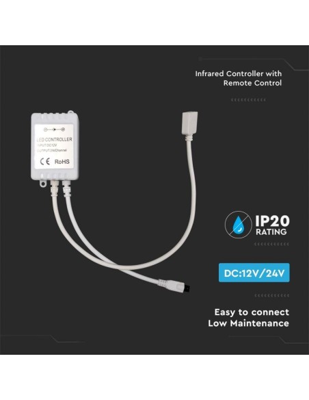 Télécommande et contrôleur infrarouge pour bandes LED, 3-en-1 + RGB, 28 touches - V-TAC VT-2428 2899
