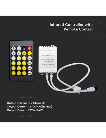Telecomando ad infrarossi e controller per strip led, 3 in 1 + RGB, 28 tasti - V-TAC VT-2425 2901