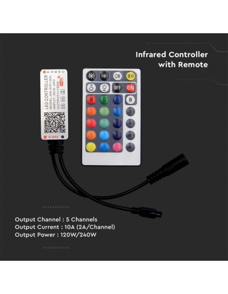 Infrarood-afstandsbediening en WiFi-controller, 3-in-1 + RGB, 28 toetsen, compatibel met spraakassistenten - V-TAC VT-2429 2900