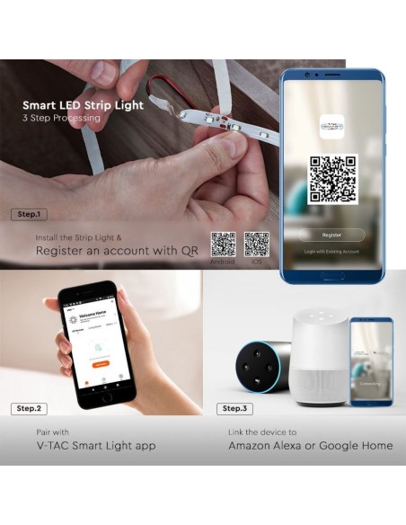 Infrarot-Fernbedienung und WiFi-Controller, 3-in-1 + RGB, 28 Tasten, kompatibel mit Sprachassistenten - V-TAC VT-2429 2900