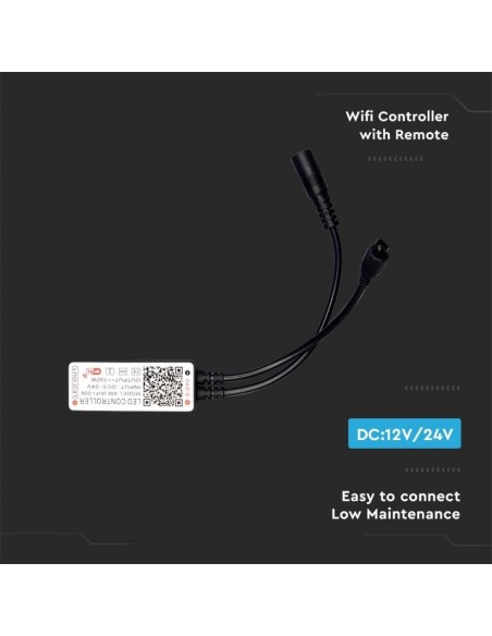 WiFi-afstandsbediening en controller voor ledstrip, 3 in 1 + RGB, 12 toetsen, compatibel spraakassistenten - V-TAC VT-2427 2902