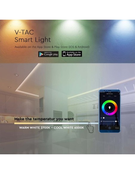 WiFi-Fernbedienung und Controller für LED-Streifen, 3 in 1 + RGB, 12 Tasten, kompatibel Sprachassistenten - V-TAC VT-2427 2902
