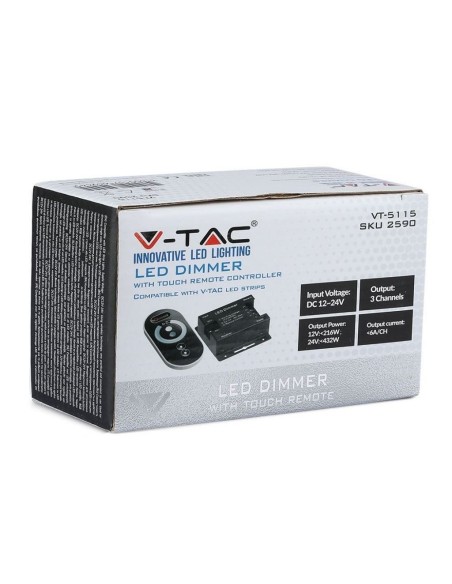Draadloze afstandsbediening en controller voor LED-strips, zwart - V-TAC VT-5115 2590