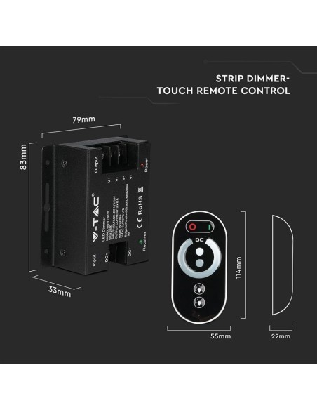 Funkfernsteuerung und Controller für LED-Streifen, schwarz - V-TAC VT-5115 2590
