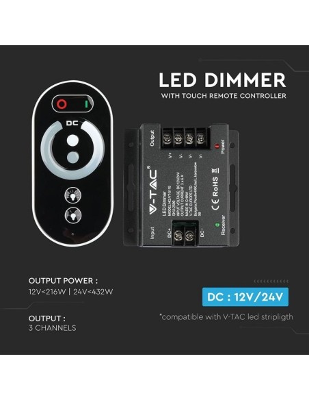 Radiocomando e controller per strip led, nero - V-TAC VT-5115 2590