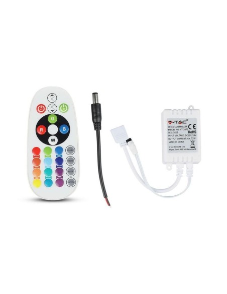 Infrarot-Fernbedienung und Controller für LED-Streifen, RGB, 24 Tasten - V-TAC VT-2472 3625