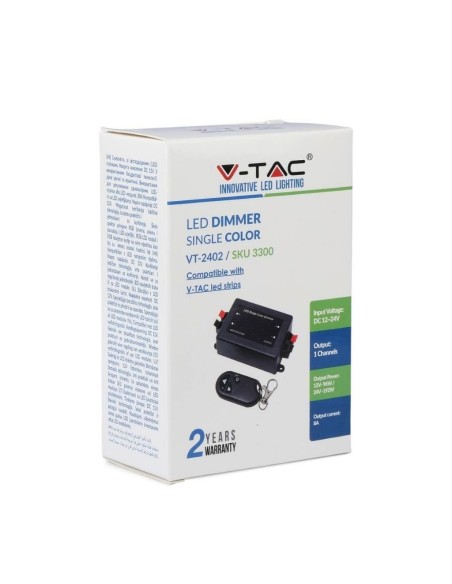 Infrarood afstandsbediening en dimbare controller voor LED-strips, 3 knoppen - V-TAC VT-4083 3300