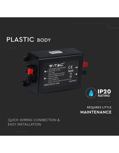 Infrarot-Fernbedienung und dimmbare Steuerung für LED-Leisten, 3 Tasten - V-TAC VT-4083 3300