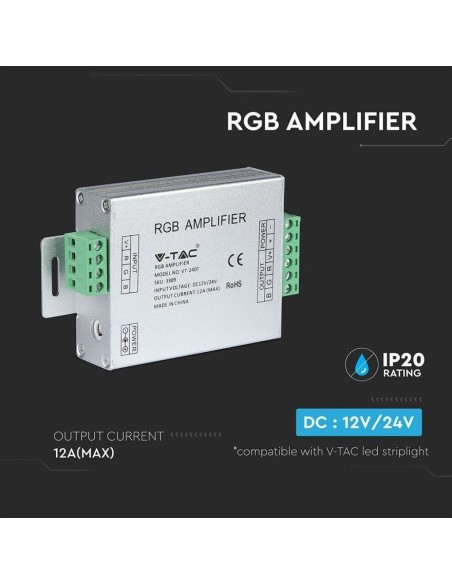 LED strip amplifier, 3 channels, RGB - V-TAC VT-2407 3309