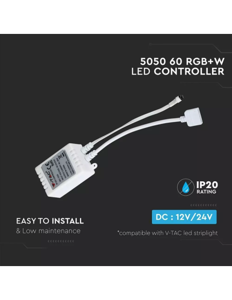 Télécommande et contrôleur infrarouge pour bandes LED, RVB + blanc, 40 touches - V-TAC 3326