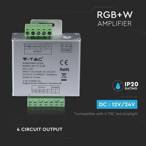 LED-stripversterker, 3 kanalen, RGB +...