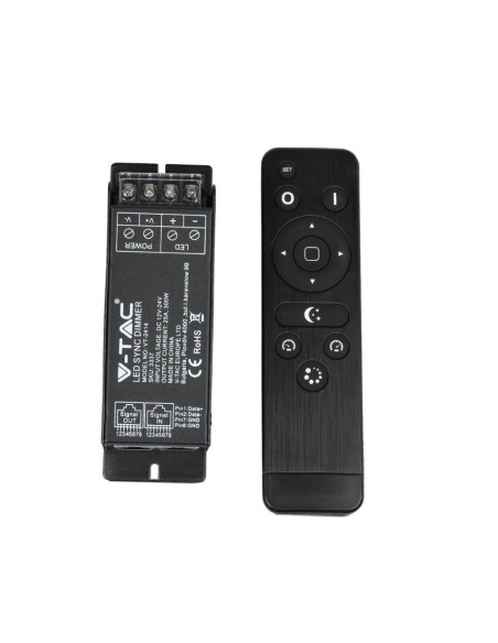 Radio remote control and dimmable controller for LED strips, with RJ45 port, 300W, black - V-TAC VT-2414 3337