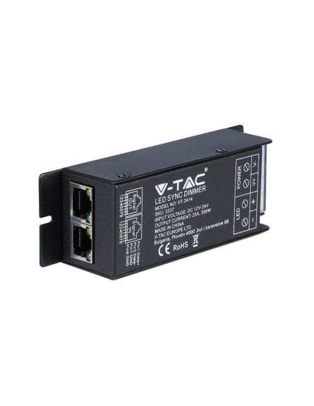 Radio remote control and dimmable controller for LED strips, with RJ45 port, 300W, black - V-TAC VT-2414 3337