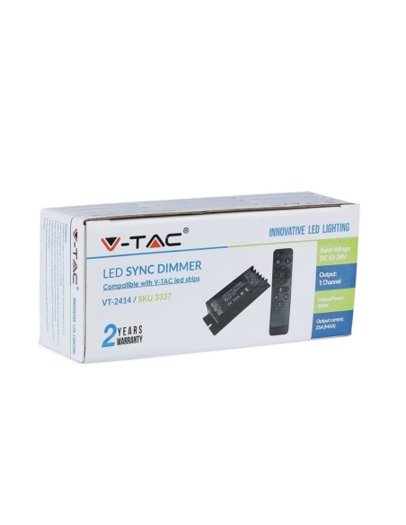 Télécommande radio et contrôleur de gradation pour barrettes de LED, avec port RJ45, 300W, noir - V-TAC VT-2414 3337