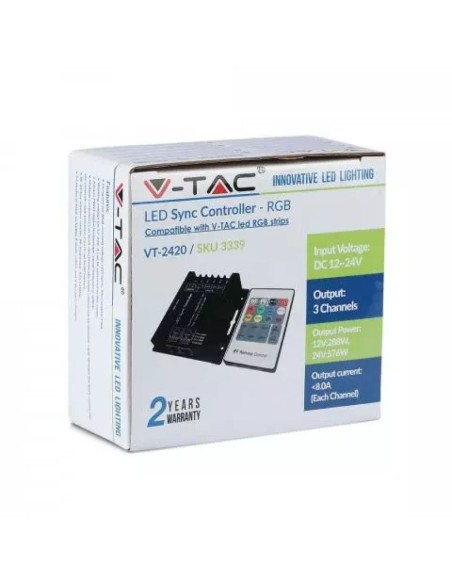 Funkfernbedienung und dimmbare Steuerung für LED-Streifen, mit RJ45-Anschluss, 25 Tasten - V-TAC VT-2420 3339
