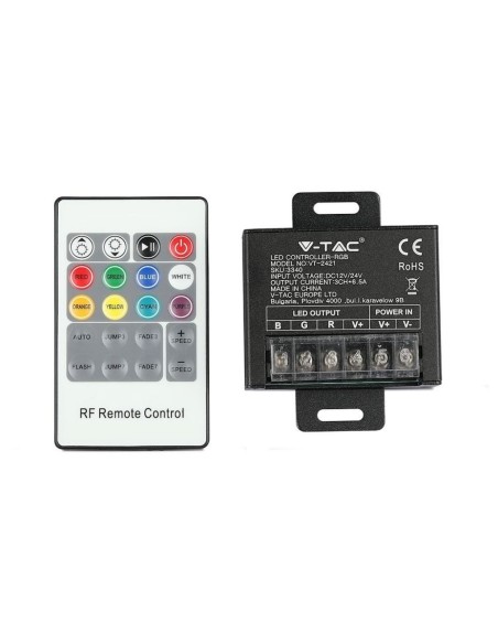 Radiocomando e controller dimmerabile per strip led, con porta RJ45, 20 tasti - V-TAC VT-2421 3340