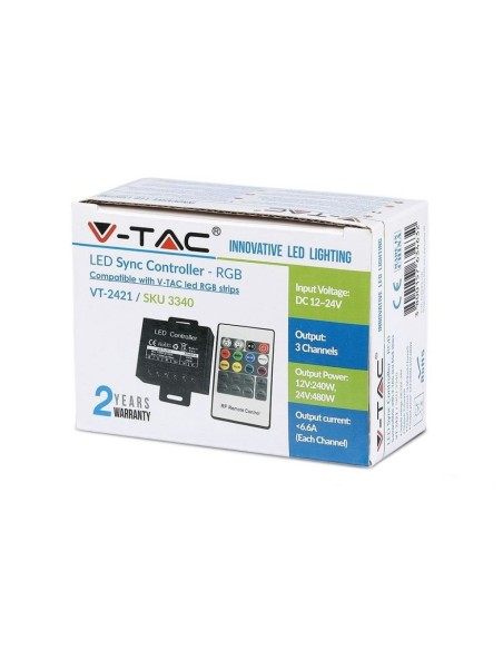 Draadloze afstandsbediening en dimbare controller voor LED-strips, met RJ45-poort, 20 toetsen - V-TAC VT-2421 3340