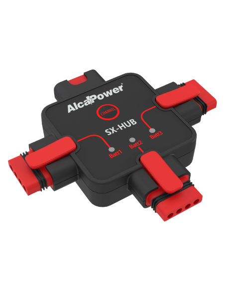Concentrador de 3 salidas para cargadores Alcapower serie SX, para la carga simultánea de 3 baterías - Alcapower SX-HUB