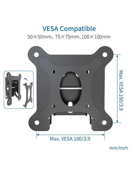 Tiltable wall mount for 10-27 inch TVs, black, 18 kg capacity - IRRADIO STV-IR-1027-TILT